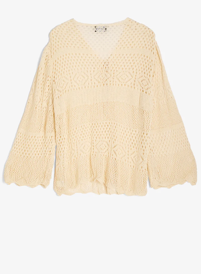 جينجر بلس كارديجان كروشيه مفتوح برباط